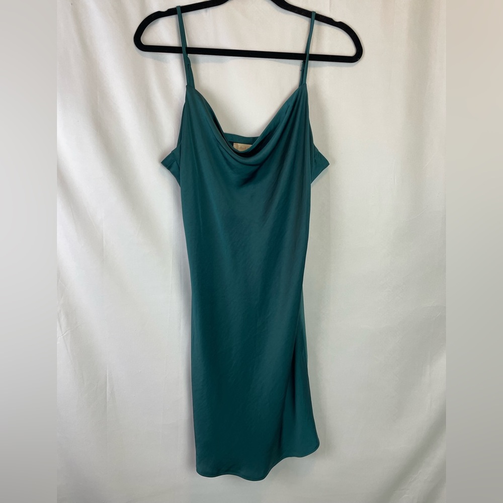 Emerald Satin Slip Dress